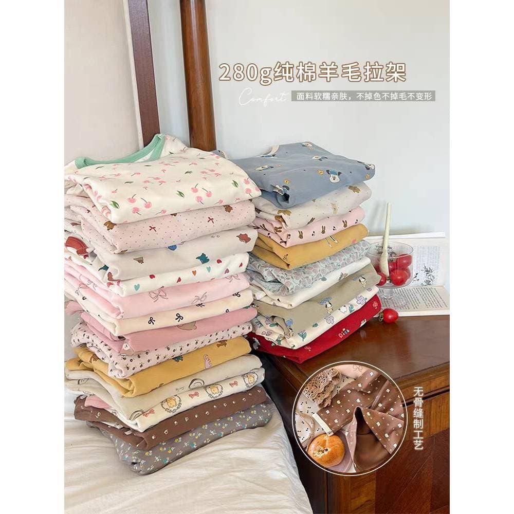 Boys and Girls Class A Cotton Winter Thermal Underwear Set Baby Home Wear Long Johns Children's Cartoon Pajamas