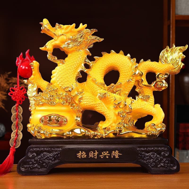 Wholesale Sand Gold Plated Zodiac Dragon Ornament, Prosperity Opening Gift, Dragon Year Craft for Insurance Company Annual Events