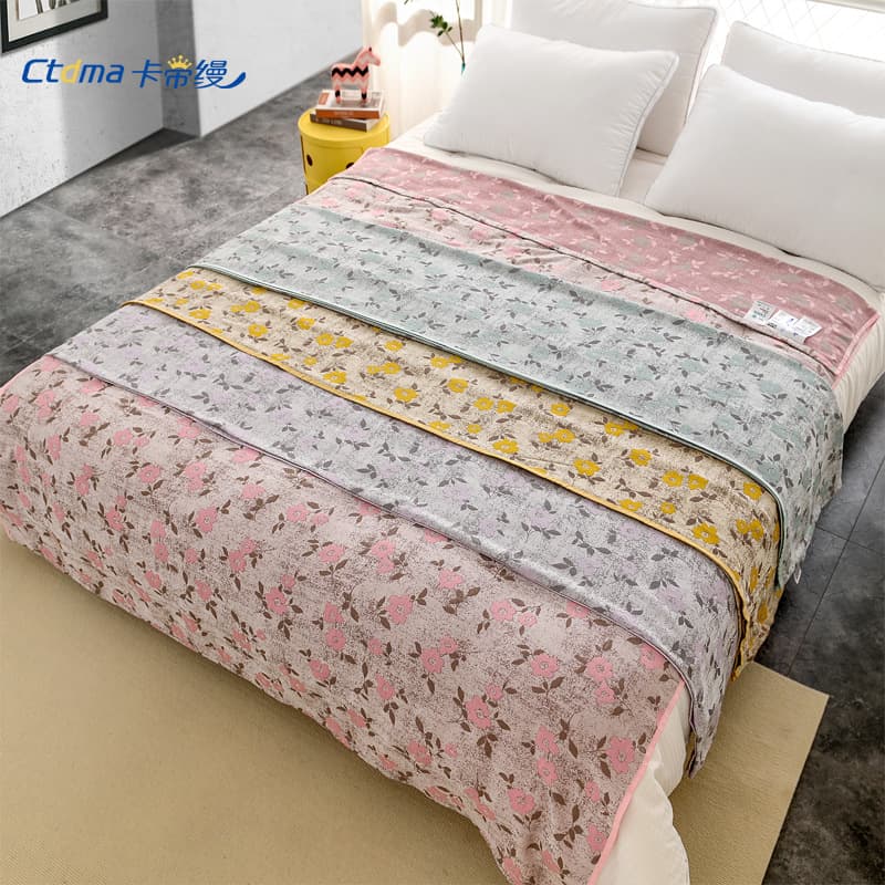 Summer cooling blanket/air conditioning cover, 100% Lyocell Tencel floral print bed sheet, moisture-wicking, Korean style floral print.