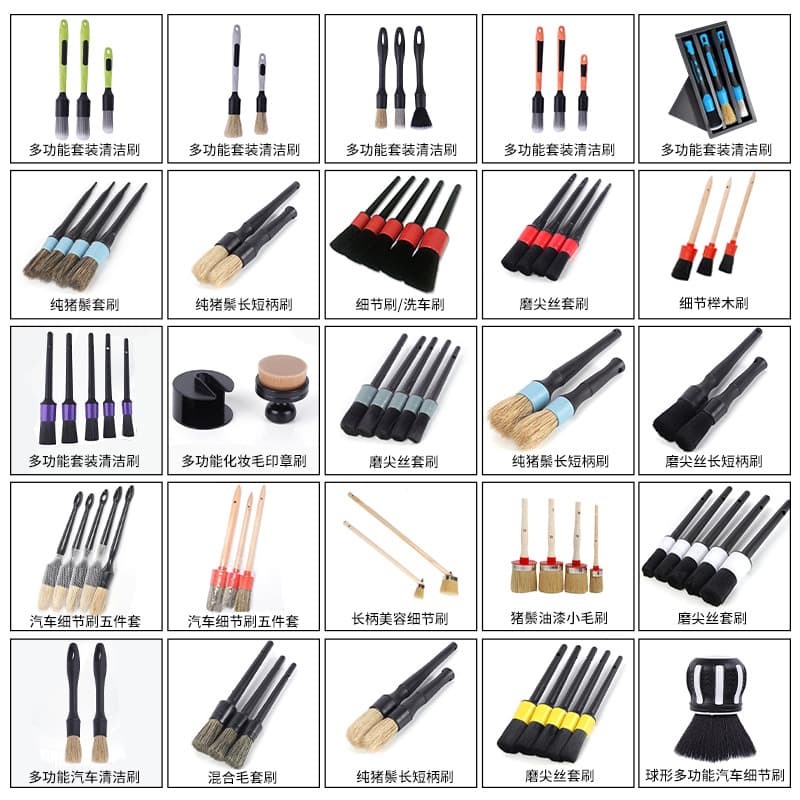Car Interior Cleaning Brush Multi-Pack Wheel Detailing Crevice Round-Head Brush Car Wash Multi-Functional Detail Brush