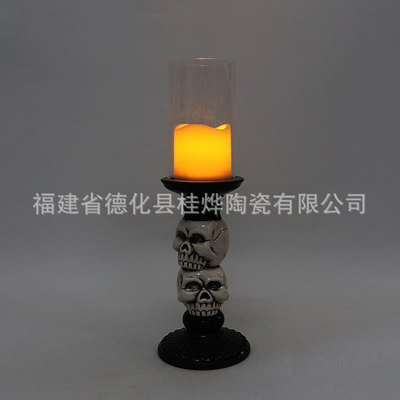 Halloween Ceramic Skull Candle Holder Creative Ghost Candlestick Ghost Festival Decorative Ornament Customization Supported