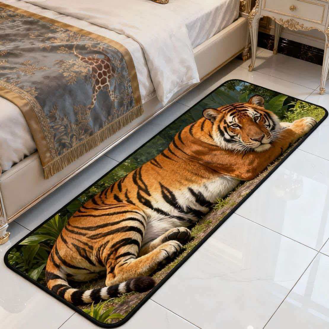 Cartoon cute bedroom tiger dog bedside blanket living room coffee table crystal velvet floor mat room tatami carpet