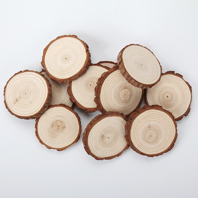 Natural wood slices, fir wood rounds, polished annual ring pine wood discs for Christmas decoration, laser engraving LOGO