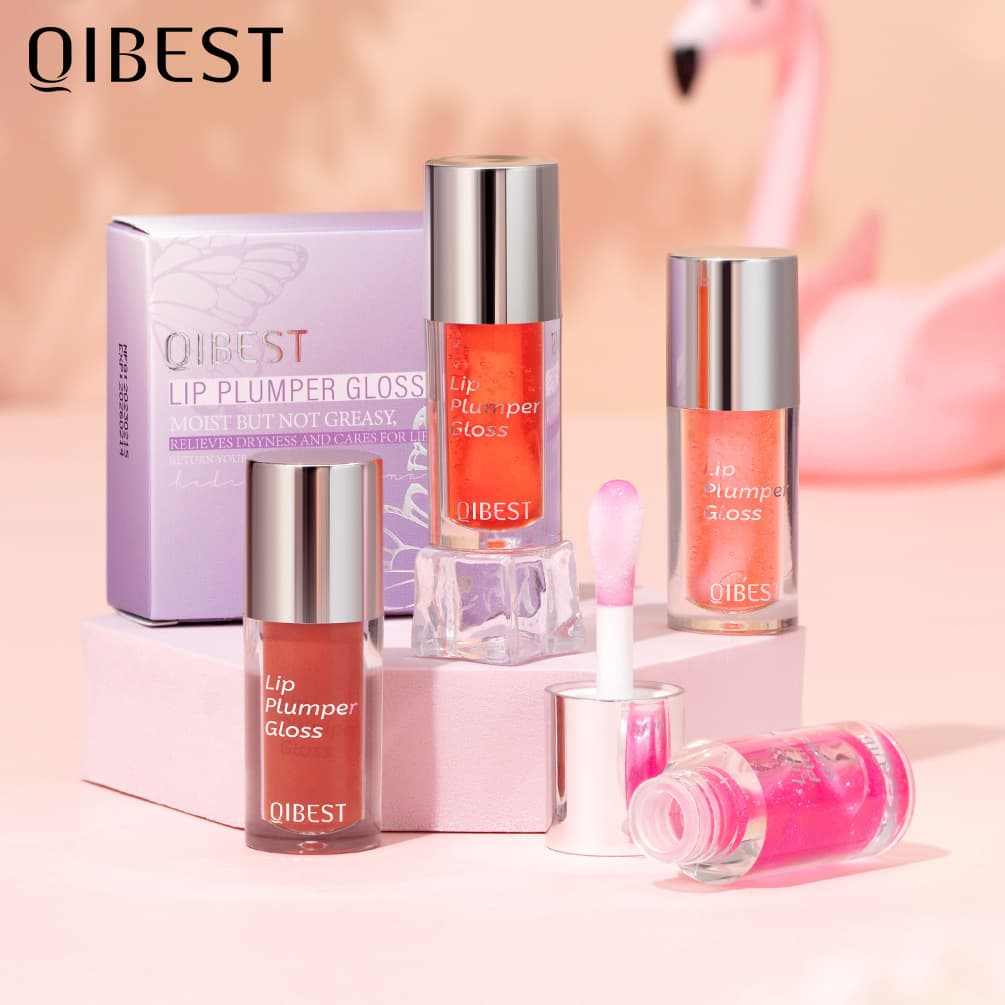QIBEST cross-border lip oil long-lasting hydration, moisturizing, diluting lip lines, firming lip gloss, lip gloss, pouty lip set