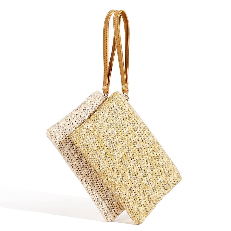 European and American Simple Women's Bags, Summer Beach Bags, Versatile Women's Straw Bags, Woven Clutch Bags, Solid Color Handbags 02