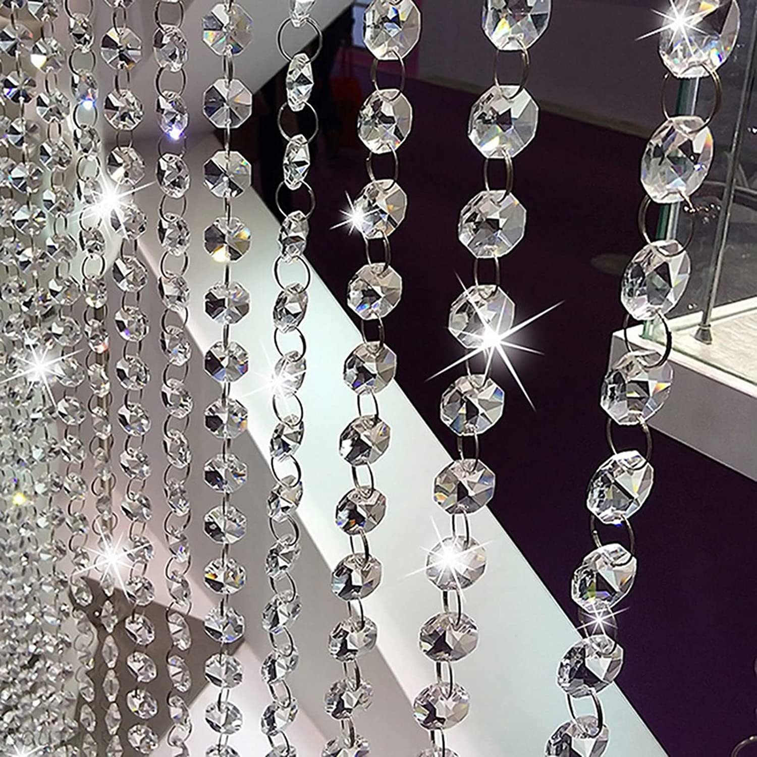 Wedding crystal octagonal beads wholesale home decoration door curtains wedding hall scene decoration supplies beaded decorations