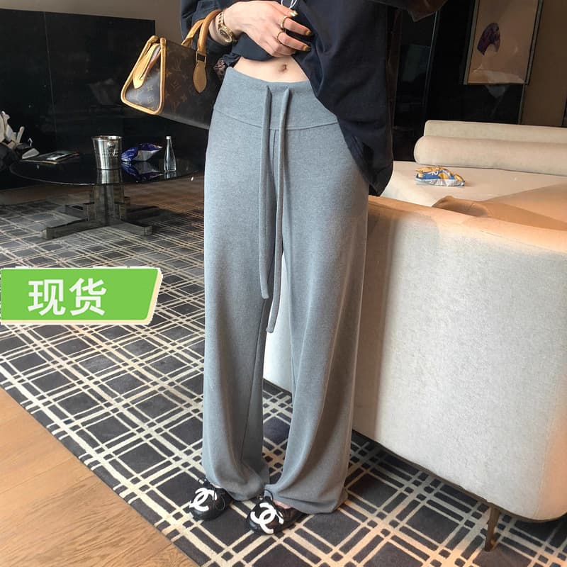Ouyang Drawstring Wide Leg Pants for Women, Autumn Petite Slimming Casual Pants, Sports Sweatpants