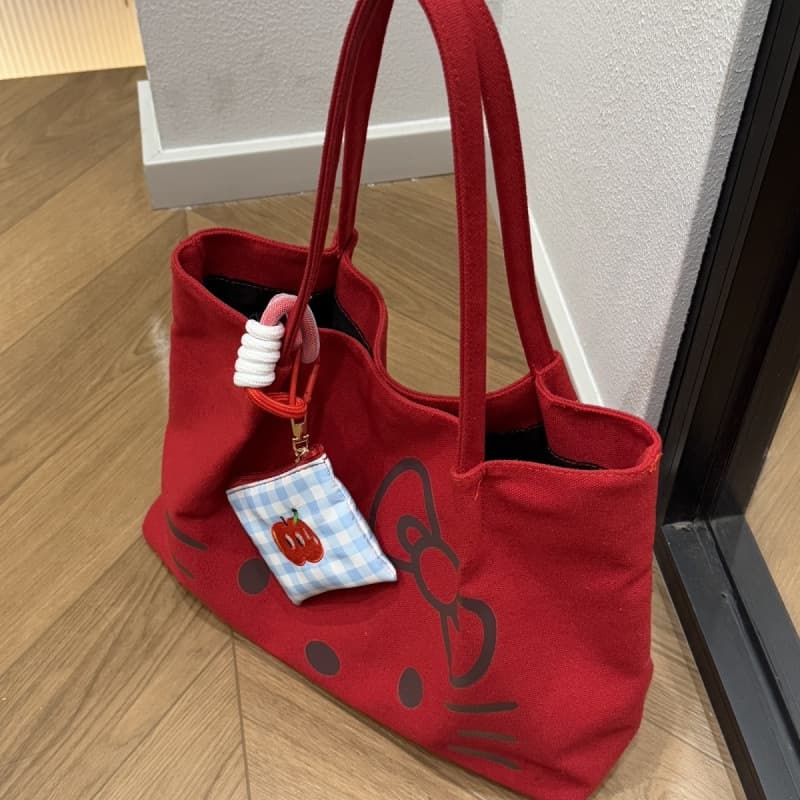 Large capacity new canvas bag HelloKitty tote cute student crossbody ins shoulder portable commuting DY