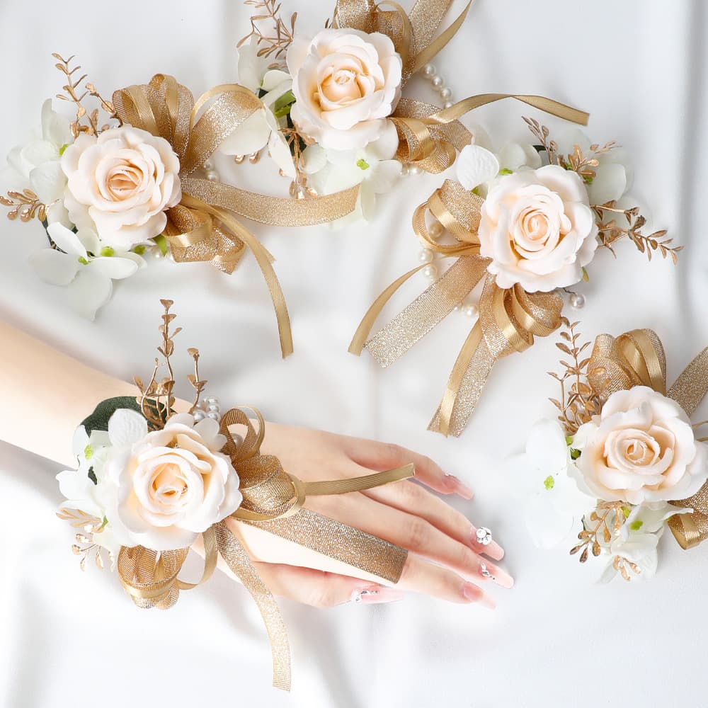 Cross-border factory wholesale of bride and groom wrist corsages, forest-themed wrist corsages, bridesmaid wrist corsages, and boutonnieres. Amazon bestsellers.