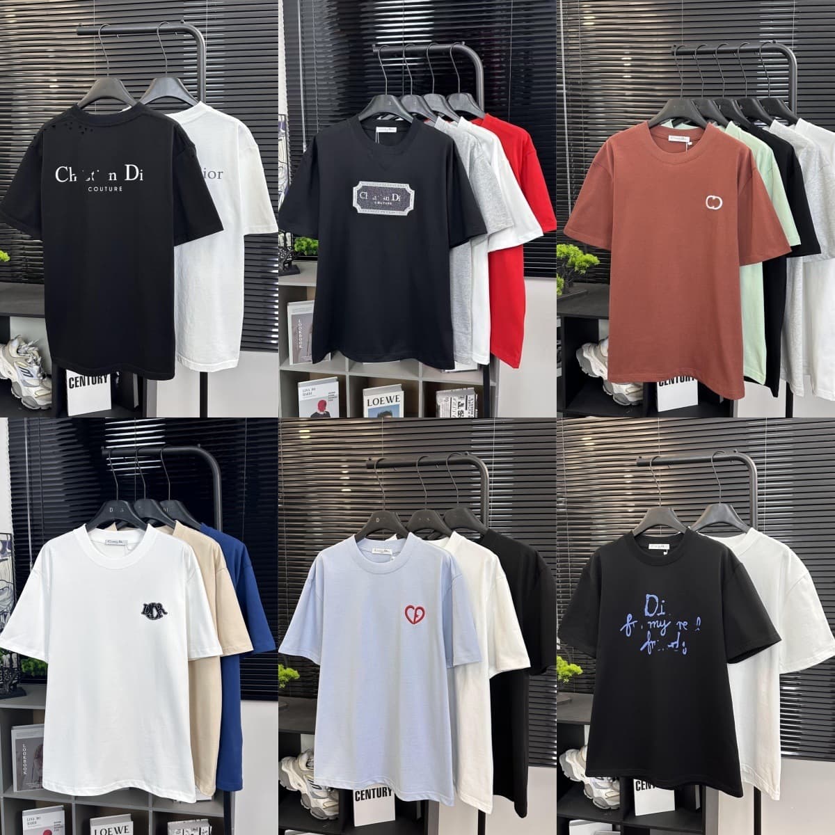 320g Cotton, TikTok High Version, Di Brand CD Letter Embroidery Casual Unisex Short Sleeve T-Shirt