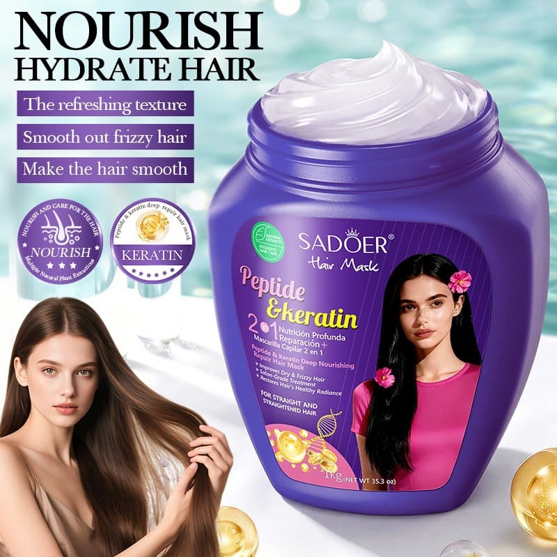 Cross-border factory polypeptide keratin deep moisturizing hair mask 1kg SADOER large capacity inverted mask foreign trade spot wholesale