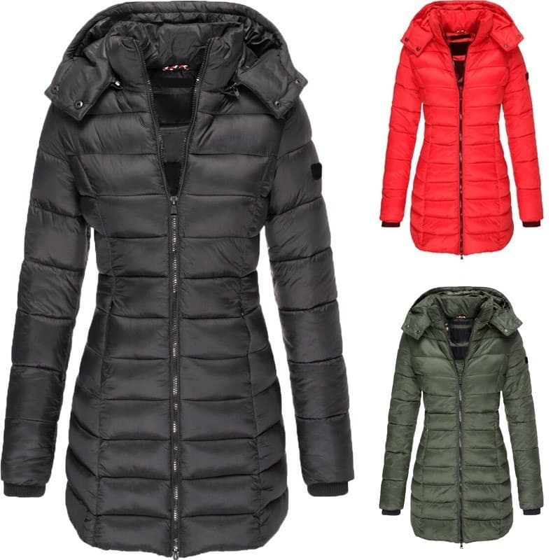 New winter Korean style women's cotton-padded coat, mid-length, slim fit, warm down-filled cotton jacket, W172
