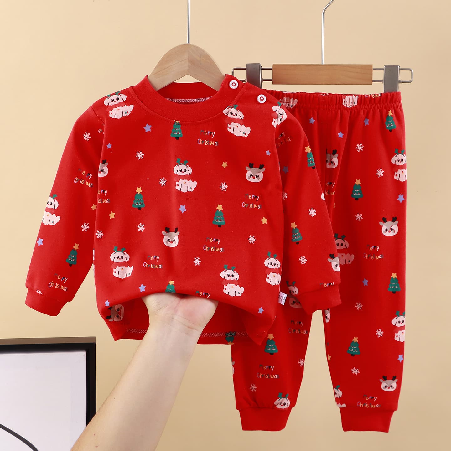 Kids' Cotton Underwear Set, New Boys' Autumn Pajamas, Girls' Baby Long-Sleeve Top and Pants Homewear, Children's Clothing Wholesale