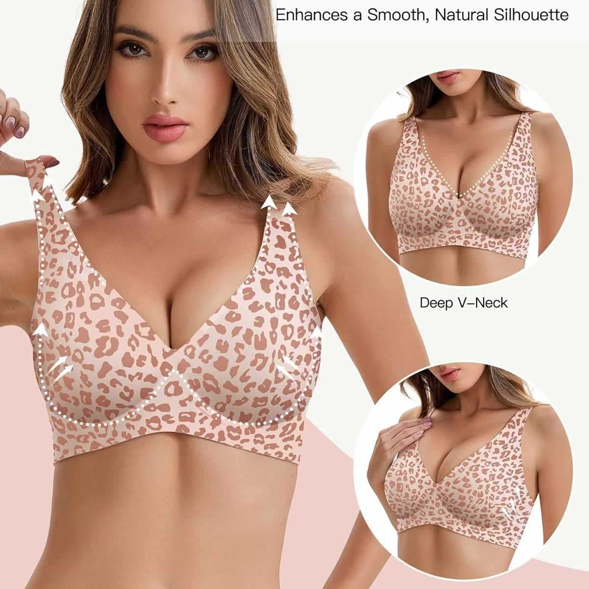 COMFBAY Women's Deep V Jelly Wireless Bras, Gel Seamless