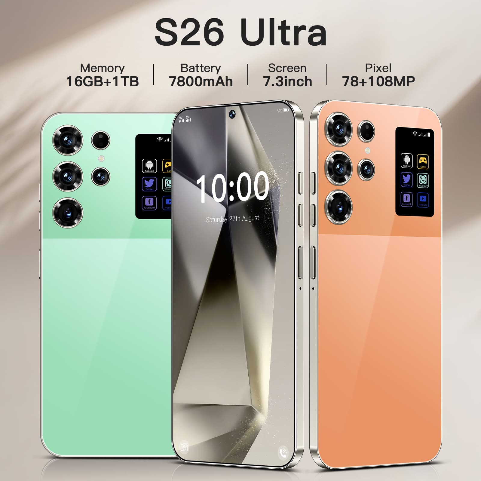 S26Ultra cross-border mobile phone 16+1T Android 7.3-inch large screen foreign trade smartphone source manufacturer TK dropshipping
