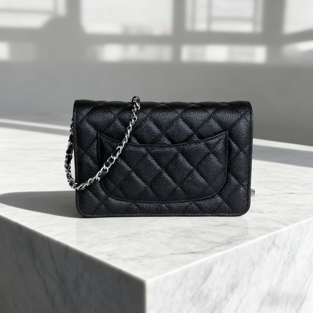 Luxury Chanel-style WOC Women's Chain Shoulder Crossbody Bag Quilted Caviar Leather Backpack