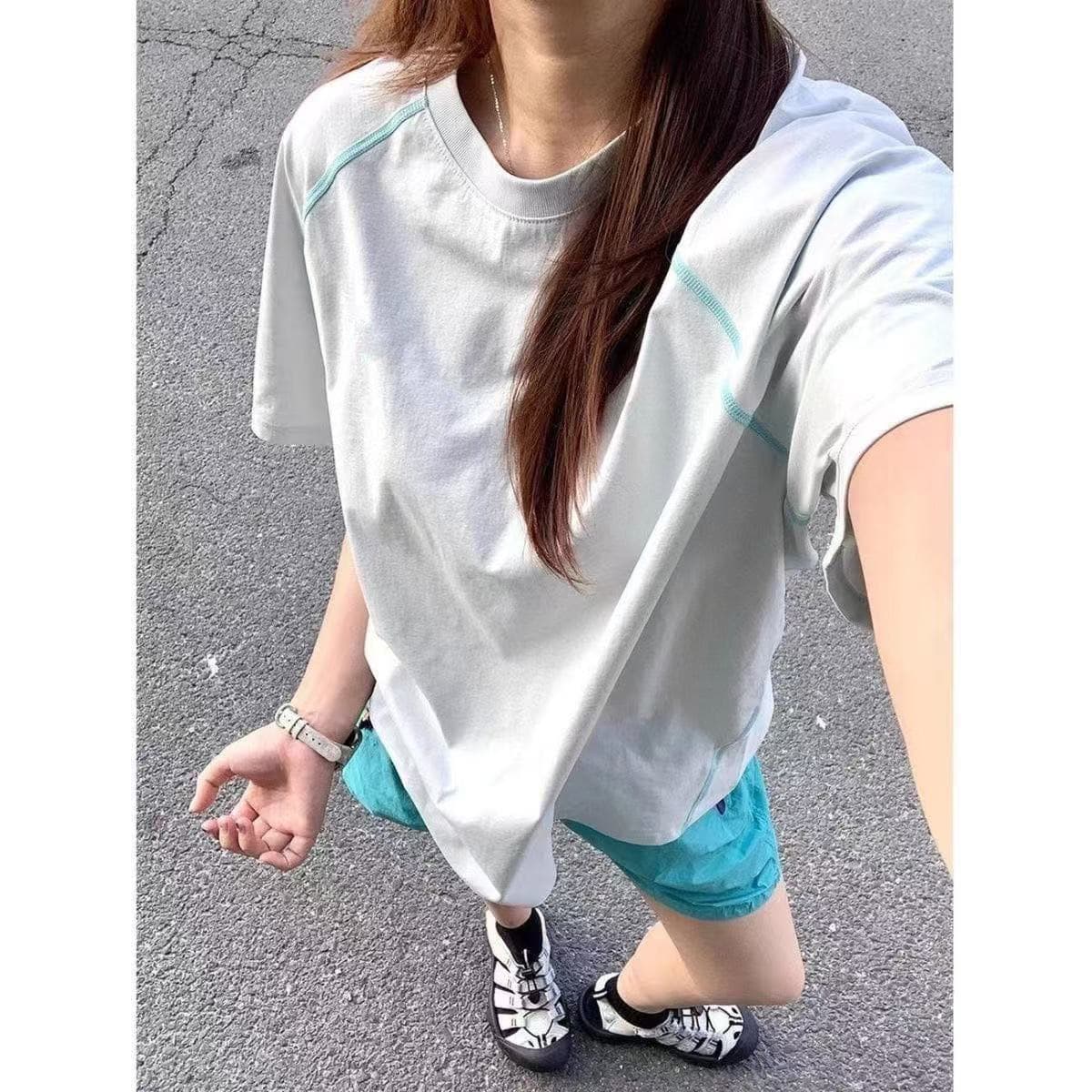 Glacier blue outdoor functional sports sunscreen quick-drying jersey short-sleeved summer lightweight cool T-shirt cycling jersey half-sleeved