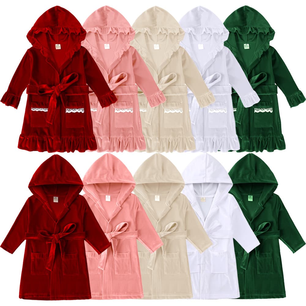 Amazon European and American children's hooded velvet bathrobe for all ages, boys and girls, pajamas and nightgowns manufacturer
