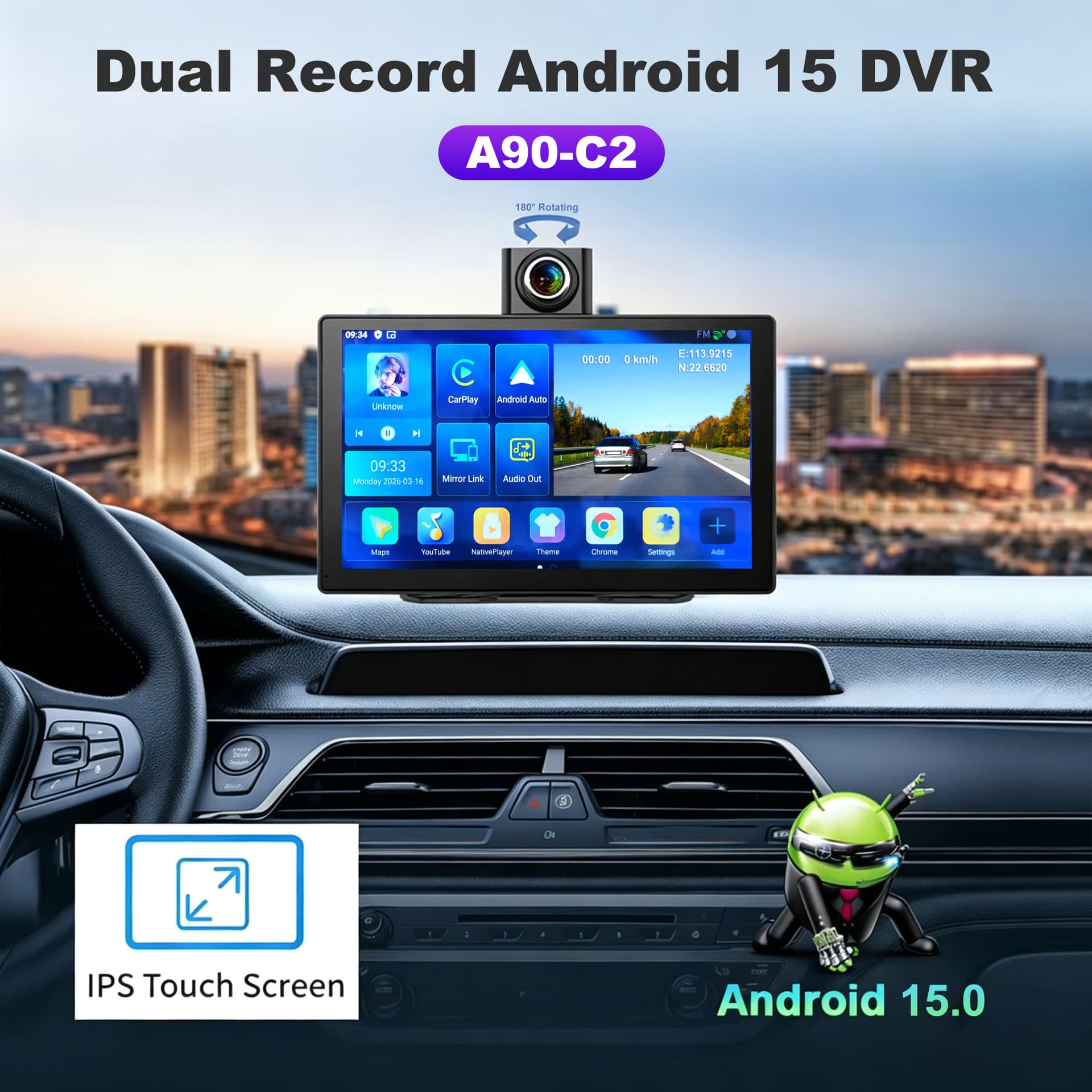 9-inch 4g driving recorder wireless carplay smart screen HD dual recording car navigation car recorder