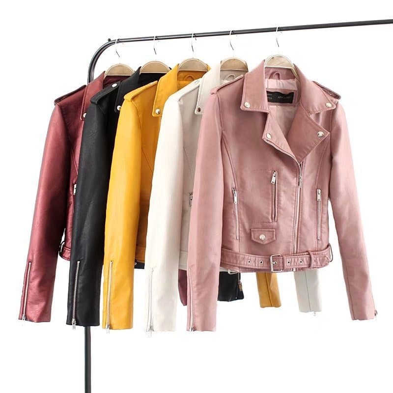New European Style Short PU Leather Jacket for Women, Slim Fit Motorcycle Jacket, Versatile and Stylish Outerwear
