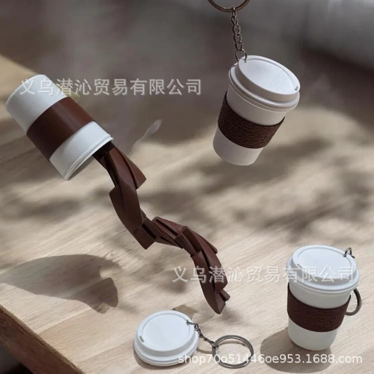 Cross-border New Product 3D Printed Creative Twisty Pint Fidget Spill-Proof Coffee Milk Tea Keychain