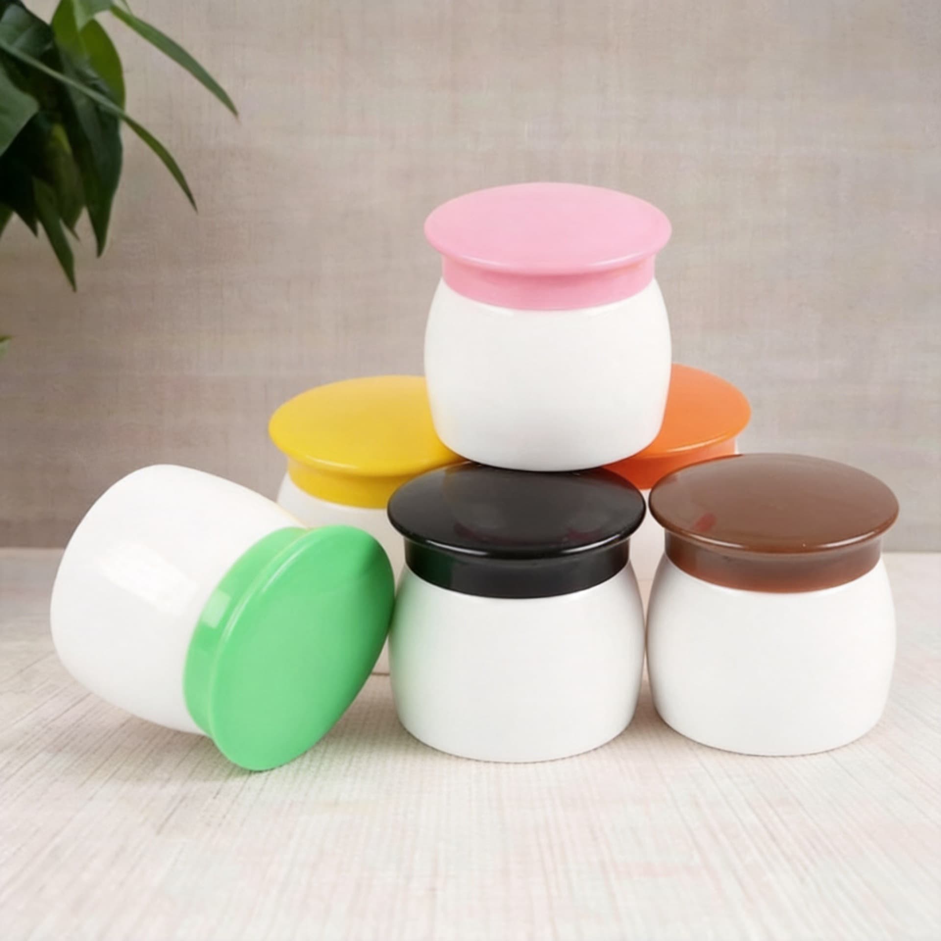 Factory In-Stock Mushroom Cream Jar Plastic Ointment Box 15g 20g 30g Small Jar Cream Bottle Double-Layer Plastic Cream Bottle