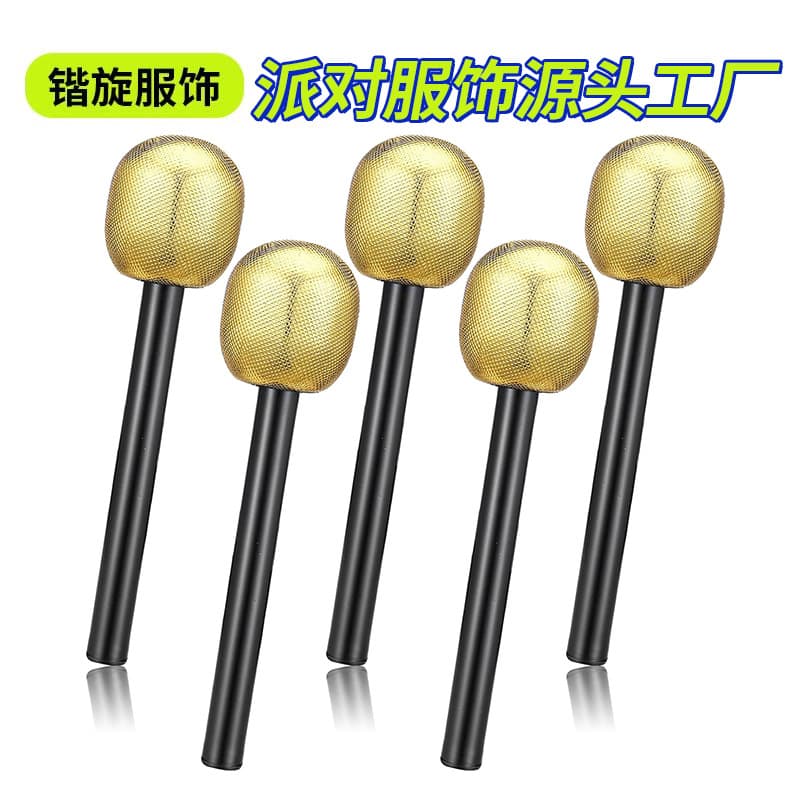 Party favors decoration props microphone carnival masquerade costume accessories rock star golden microphone