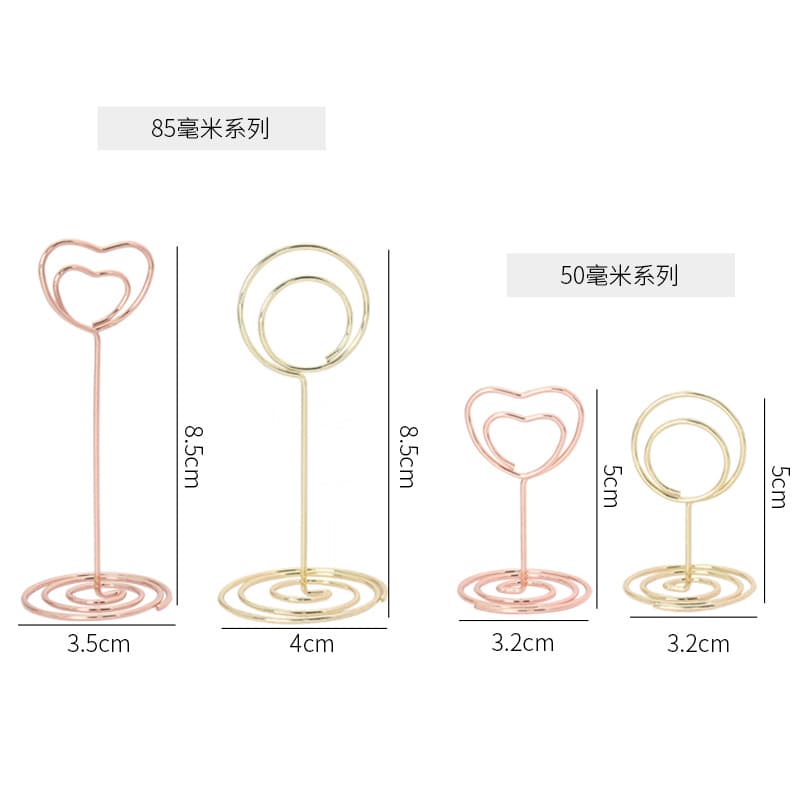 Cross-Border Hot Selling Creative Metal Desktop Note Clip, Wedding Place Card Holder, Business Card Clip, Wire-Formed Message Clip