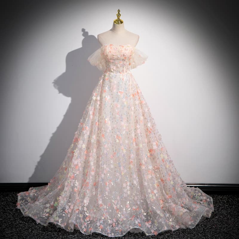 Evening dress, light luxury, niche annual meeting host, fairy-style coming-of-age ceremony, vocal art test, evening dress pink