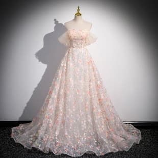 Evening Dress Women Light Luxury Unique Annual Host Fairy Forest Style Adult Ceremony Vocal Art Exam Evening Dress Pink