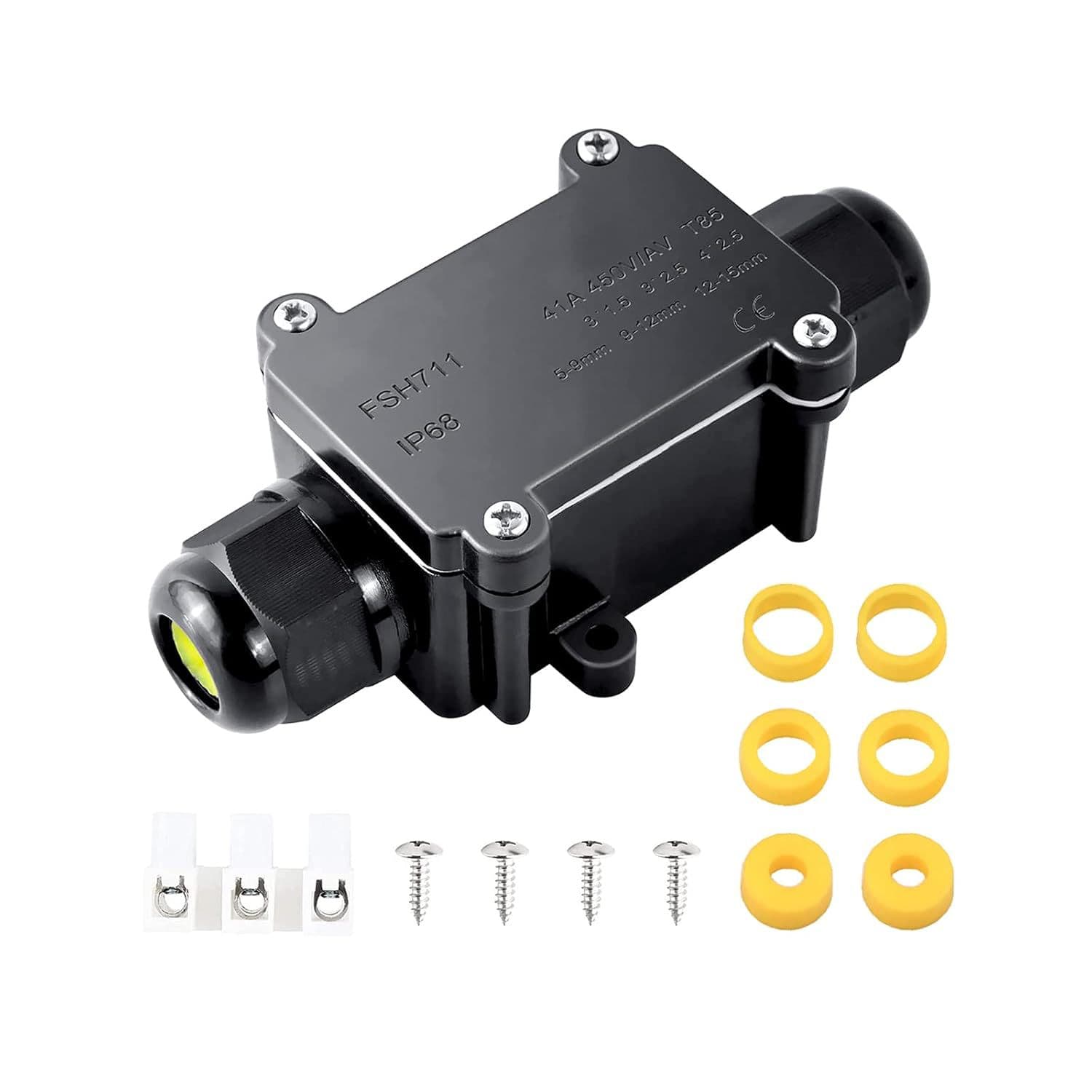 Elezenioc IP68 Waterproof Junction Box, 2-Way M20 Distribution