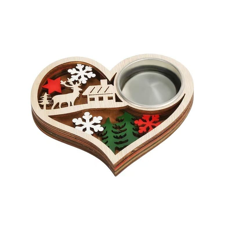 Cross-border hot-selling wooden candlestick, Christmas creative new style ambiance decoration, holiday party decorative craft