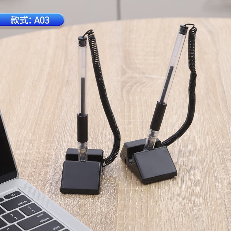 Factory Wholesale Fixed Desktop Office Pen 0.5mm with Cable Adhesive Front Desk Signing Pen Bank Counter Pen
