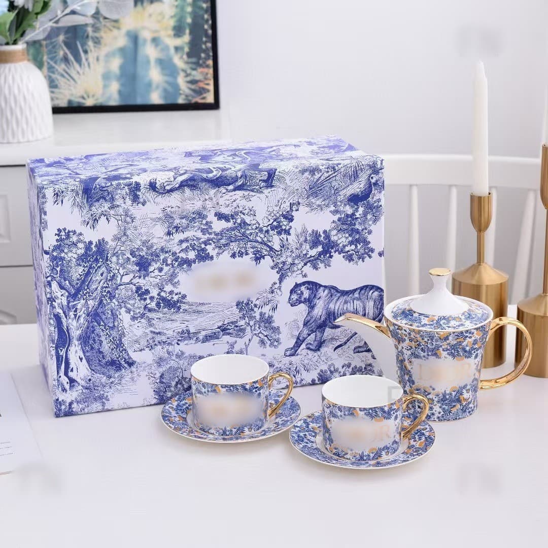 European Light Luxury Fashion Dijia Hydrangea Series Bone China Gold Rim Home Coffee Mug for Friends Gift Wholesale