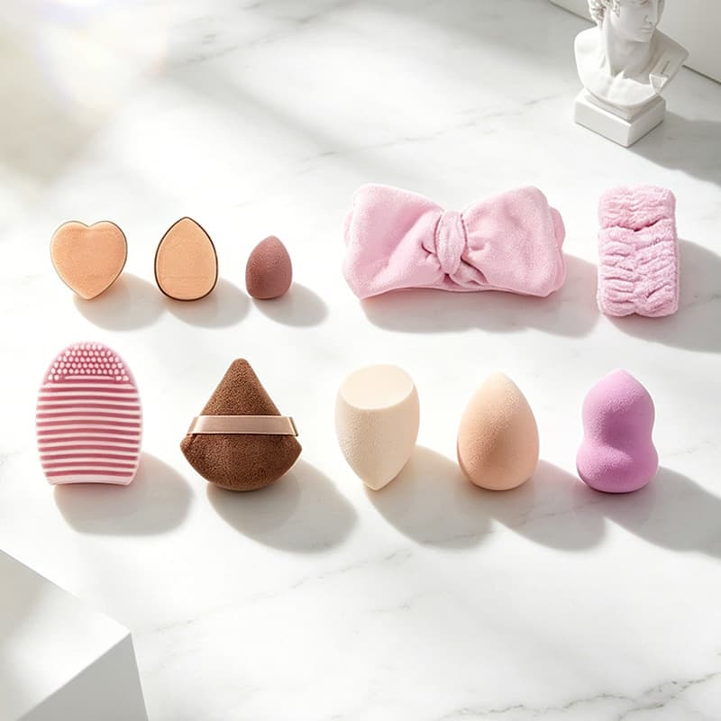 Solid Color 12-Piece Powder Puff Set Makeup Sponge Thumb Powder Puff Cotton Powder Puff Mini Powder Puff Set