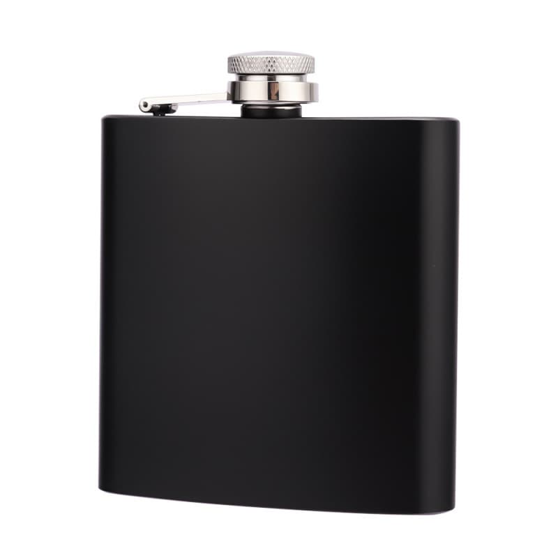 Factory Direct Black Stainless Steel Flat Hip Flask Portable Outdoor Russian Vodka Bottle