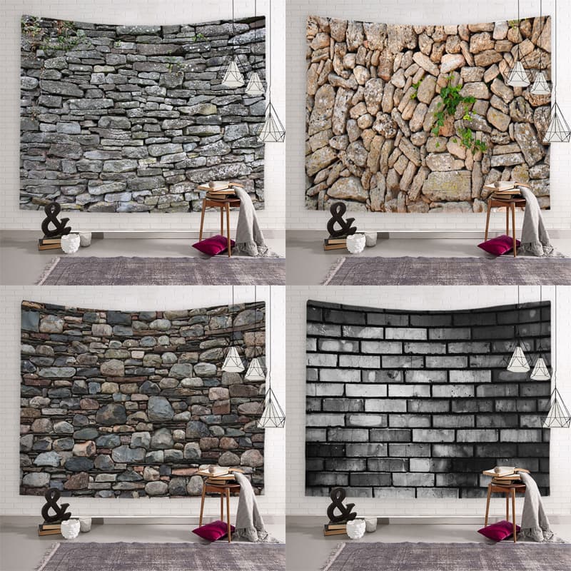Vintage Stone Old Wall Backdrop Fabric Ins Distressed Decoration Photo Background Wall Cloth Cross-border Tapestry Cloth Factory Direct