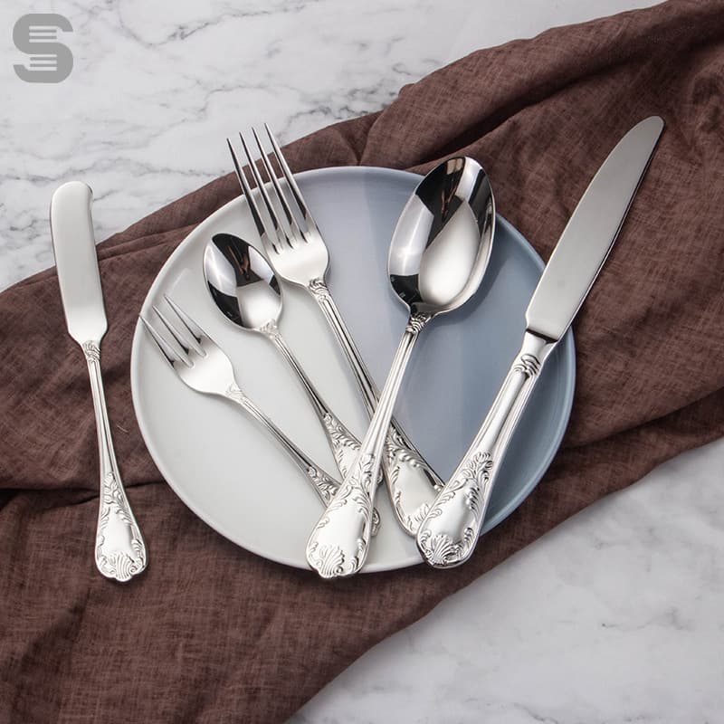 No.1 Steel Earl Series 304 Stainless Steel Steak Knife Fork Spoon Hotel Western Cutlery Five-Piece Set