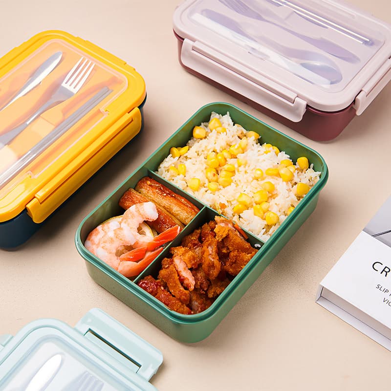 Japanese Style Divided Student Lunch Box Single Layer Bento Box Microwave Safe Portable Sealed Lunch Box Gift