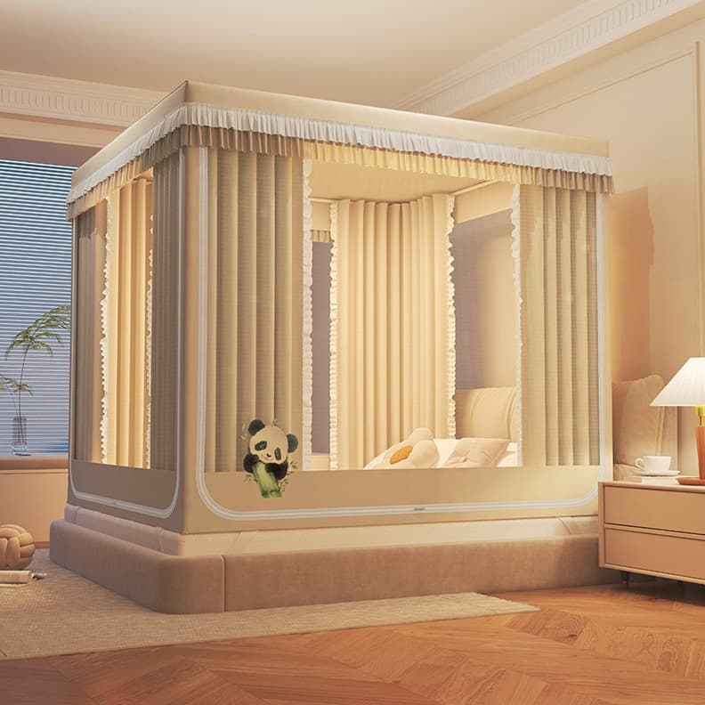 New solid color blackout curtain bed-mounted mosquito net for home bedroom 1.8m/2.0m bed curtain anti-fall and dust-proof patterned net