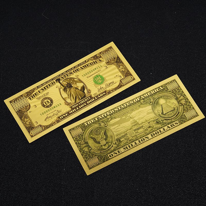 Gold Foil Commemorative Coin PET Plastic Gold Foil Banknote Colorful Double-Sided Printing 1,000,000 Yuan Commemorative Coin Custom