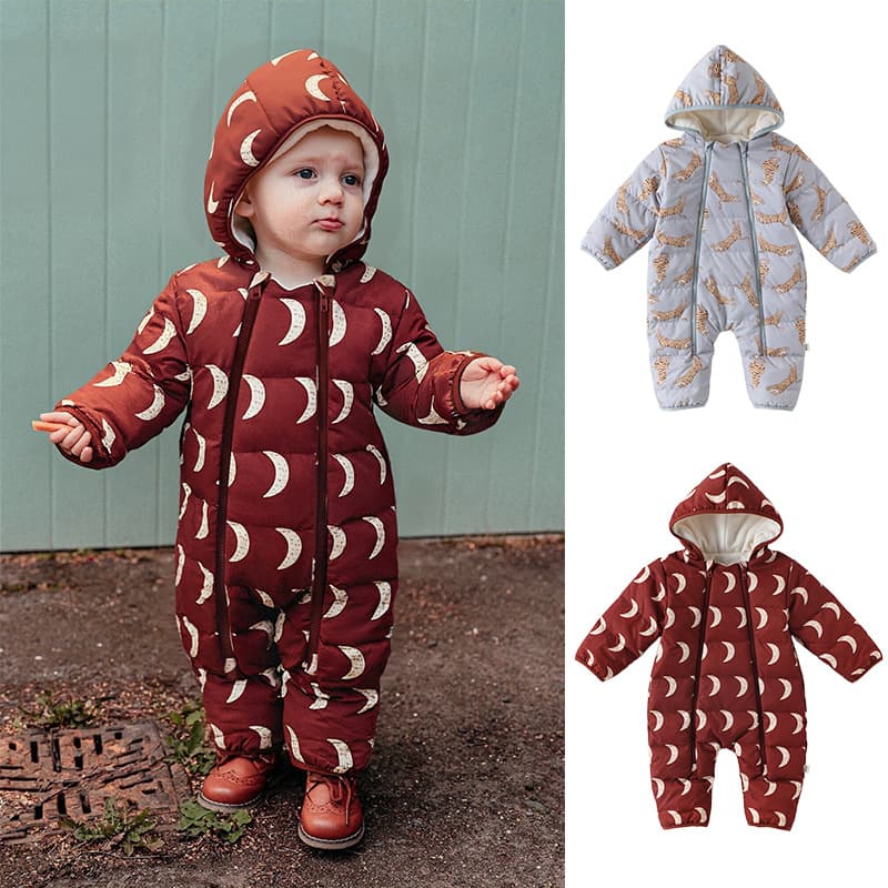 Baby Cotton Clothing, Winter Quilted Thickened Warm Jumpsuit, Baby Winter Clothing, Cotton-Padded Jacket, Small Age Hooded Outdoor Clothing