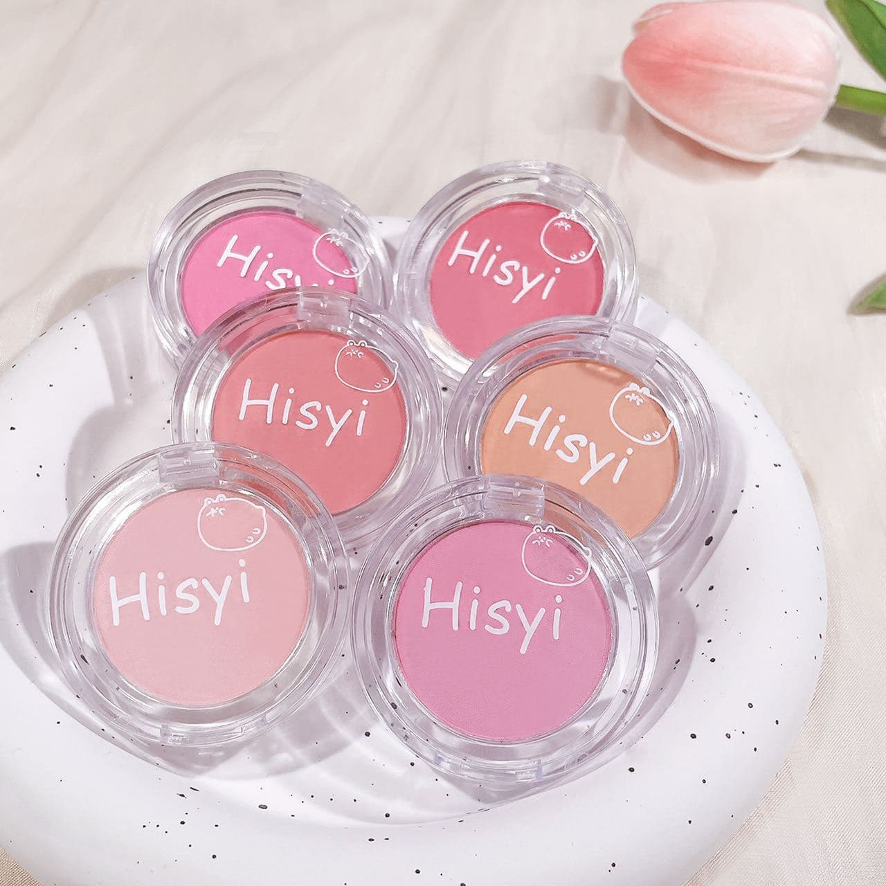 HISYI Soft Mist Drunk Single Blush Palette, Matte Natural Brightening for Enhancing Complexion, Bare-Face Nude Look Cheek Color for Students