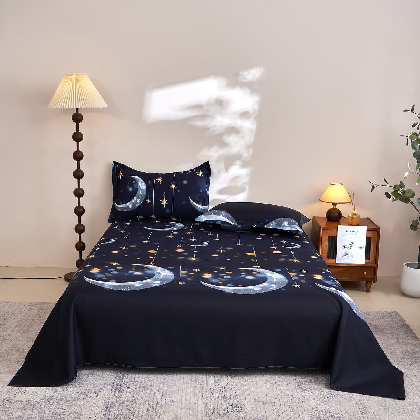 Brushed skin-friendly printed bed sheet single piece 200x230x250 four seasons universal home student dormitory pillowcase quilt
