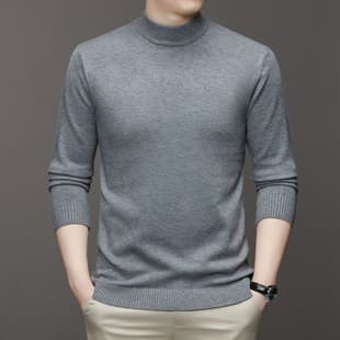 Cross-border Foreign Trade Knitted Sweater Men 2024 Spring New Men's Solid Color Long Sleeve Knitted Pullover Base Layer Versatile