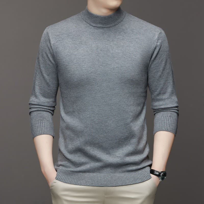 Cross-border Foreign Trade Knitted Sweater Men 2024 Spring New Men's Solid Color Long Sleeve Knitted Pullover Base Layer Versatile
