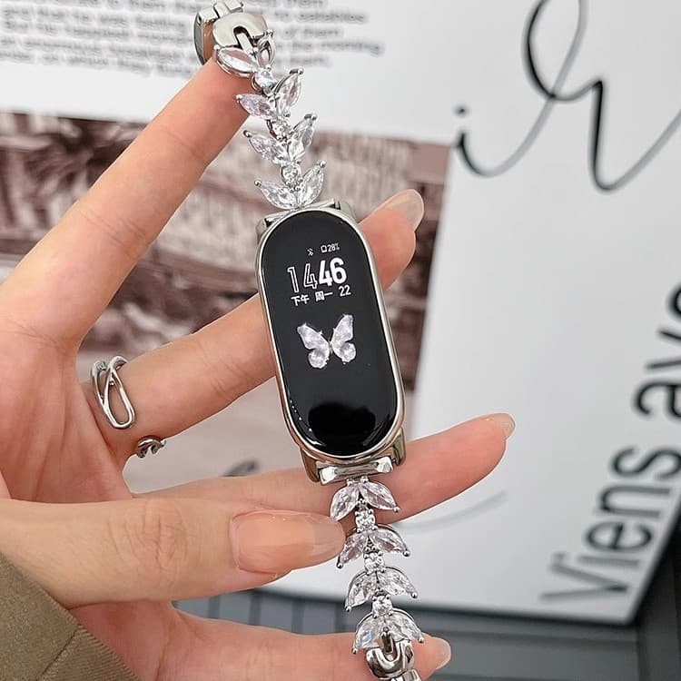 Compatible with Xiaomi 8/9 Pro Watch Band Metal Fish Tail Chain Wheat Spike Diamond Huawei GT6 Apple Watch Band