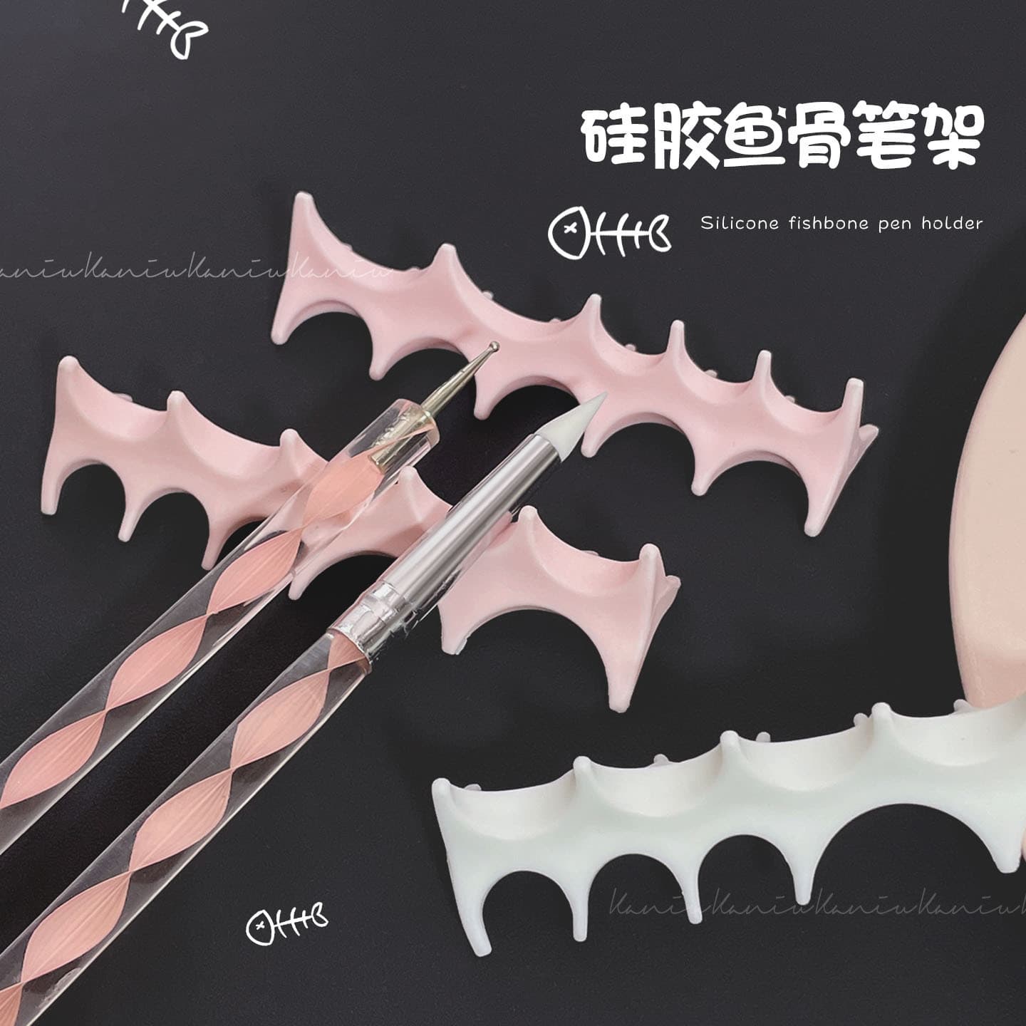 Cross-border Nail Brush Holder Multifunctional Silicone Fishbone Brush Holder Anti-slip Multi-surface Storage Nail Art Tool for Nail Salons