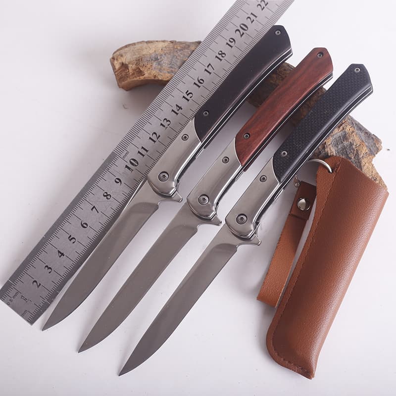 Outdoor pen knife, multifunctional folding knife, portable sharp knife for camping, high hardness pocket knife with leather case