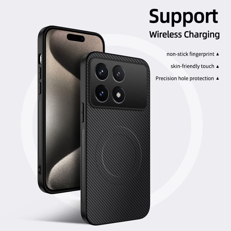 Compatible with Xiaomi POCO F6 Pro Carbon Fiber Leather Texture Full Coverage Camera Lens Shockproof Magnetic POCO X6 Pro 5G Case